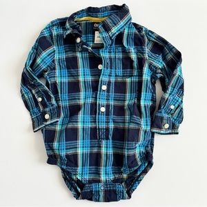 OahKosh B’gosh plaid long sleeve button down onesie